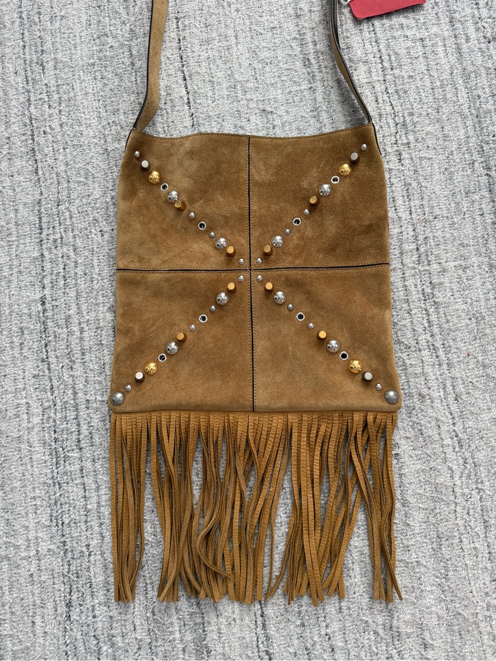 NWT Authentic Valentino Garavani Small Nellcôte Fringe Stud Suede Crossbody Bag - Picture 9 of 14
